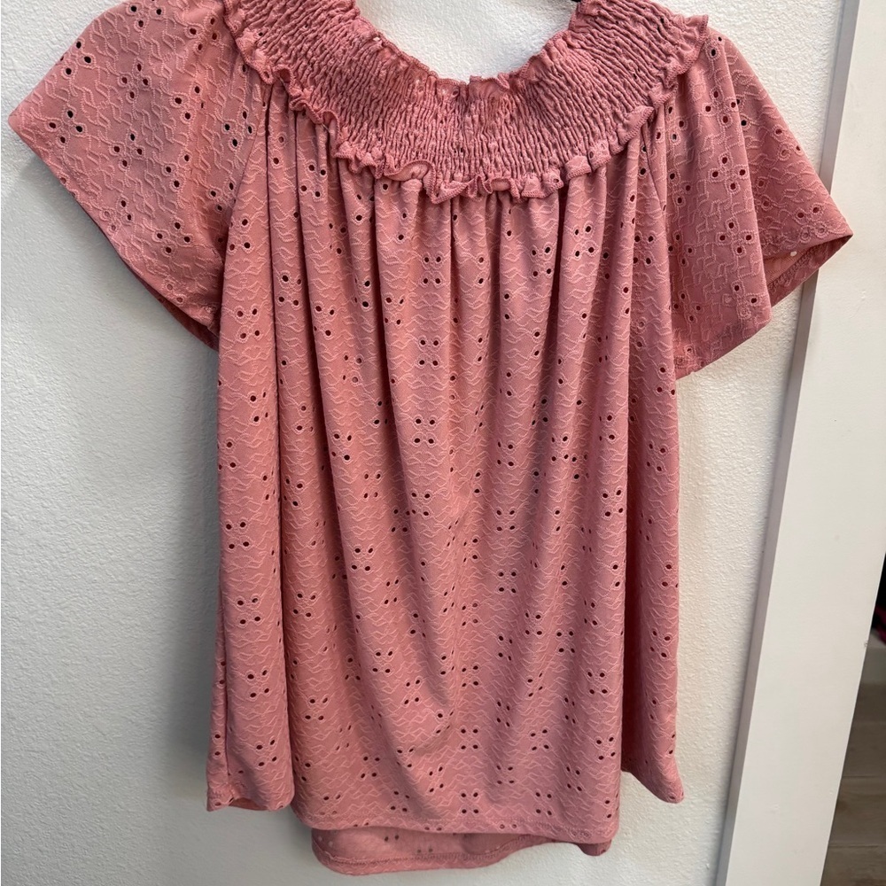 Hesed Dusty Rose Smocked Eyelet Dress | Size M - Picture 3 of 3